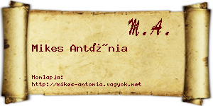 Mikes Antónia névjegykártya